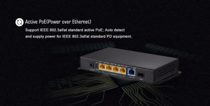 Le plein gigabit met en communication le port 48V du commutateur 4 d'Ethernet de POE avec 1 liaison montante/1 port de SFP